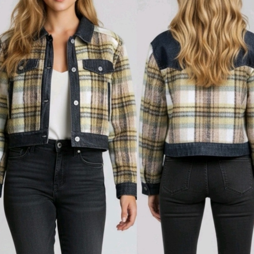 7 For All Mankind Plaid Cropped Jacket